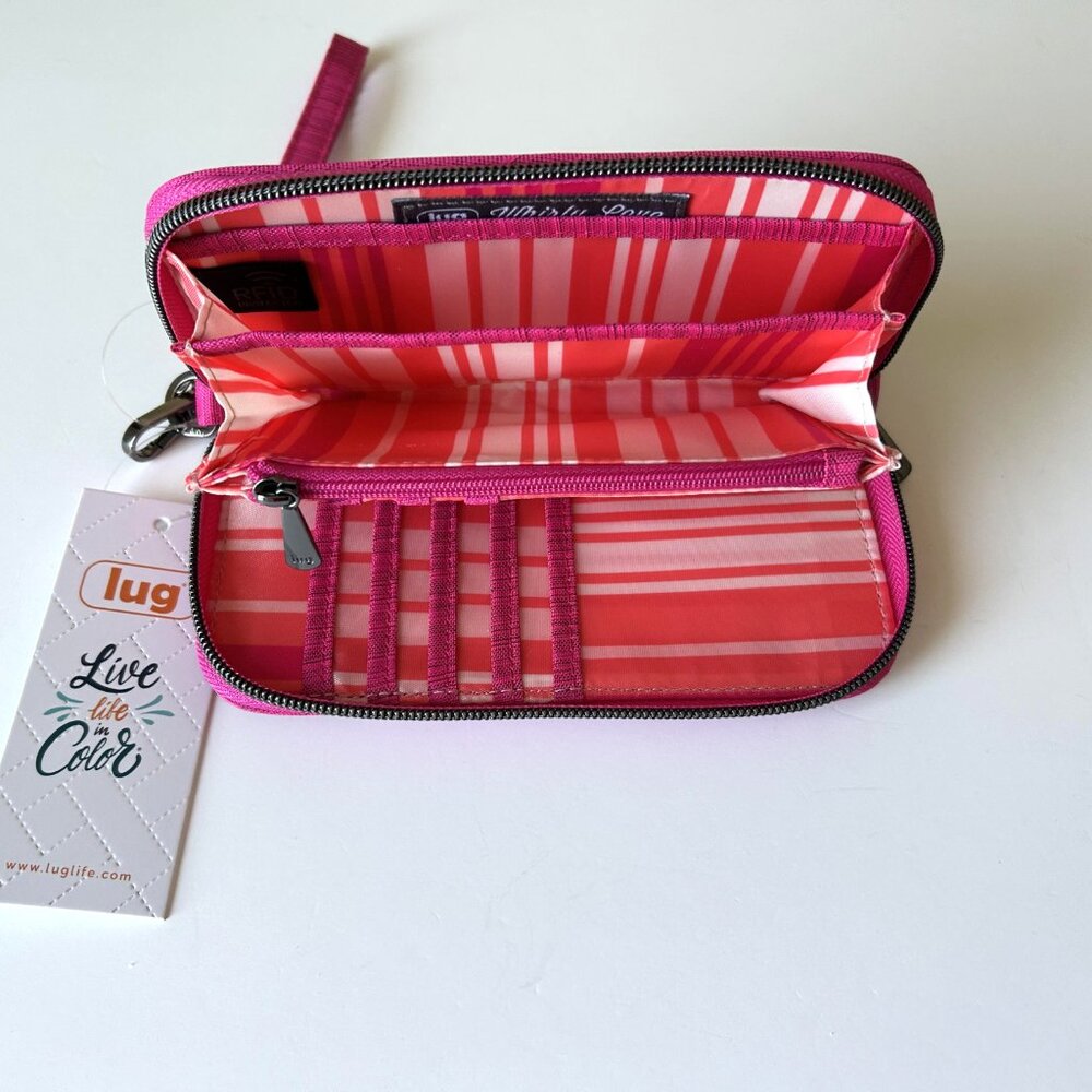 Lug Whirly Love RFID Wristlet Wallet Brushed Rosette Pink with Bubble Pink Love - Picture 9 of 11